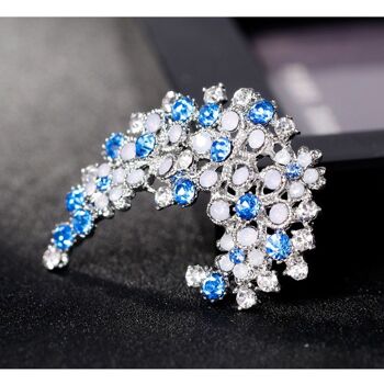 Fleurs Diamante En Cristal Bleu Et Blanc Argenté 6