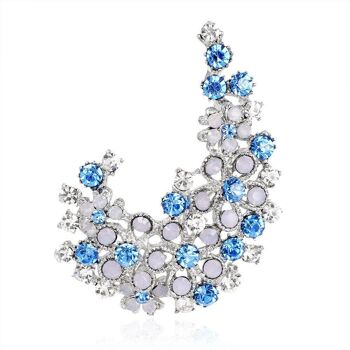 Fleurs Diamante En Cristal Bleu Et Blanc Argenté 7