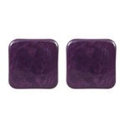 Aretes De Clip De Tagua Cuadrados Morados, 20mm