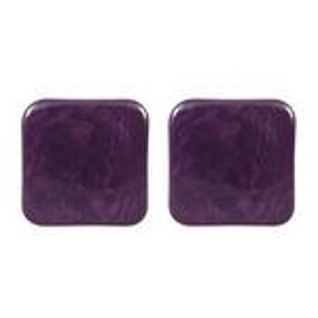 Boucles d'oreilles clip Tagua carrés violets, 20 mm 1