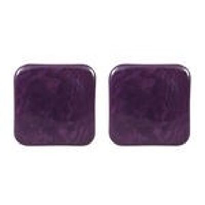 Purple Squares Tagua Clip-on Earrings, 20mm