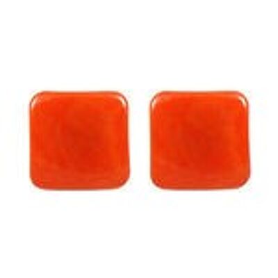 Tagua-Ohrclips mit orangefarbenen Quadraten, 20 mm