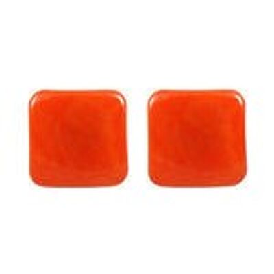 Orange Squares Tagua Clip-on Earrings, 20mm