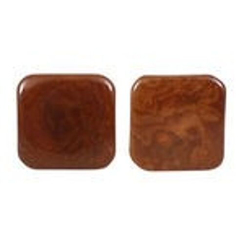 Brown Squares Tagua Clip-on Earrings, 20mm