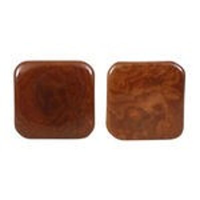 Boucles d'oreilles clip Tagua carrés marron, 20 mm