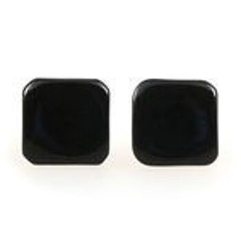 Boucles d'oreilles clip Tagua carrés noirs, 20 mm 1