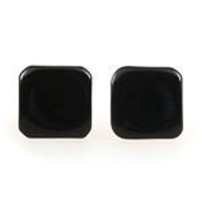 Boucles d'oreilles clip Tagua carrés noirs, 20 mm