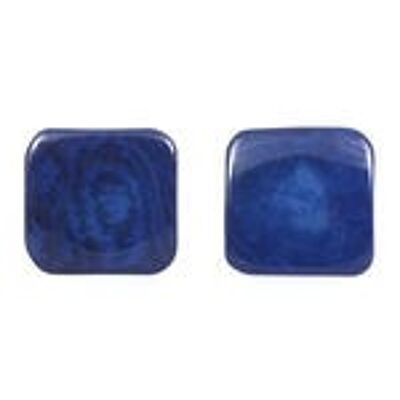 Tagua-Ohrclips mit blauen Quadraten, 20 mm