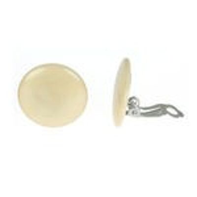 Boucles d'Oreilles Clip Tagua Disques Blancs, 20 mm