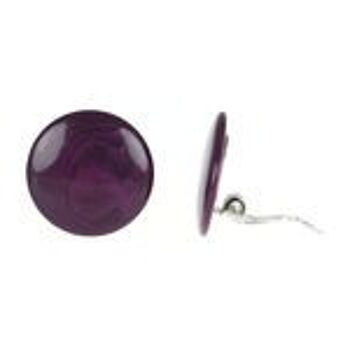 Boucles d'oreilles clip Tagua disques violets, 20 mm 1