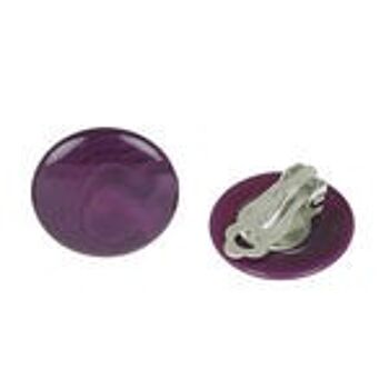 Boucles d'oreilles clip Tagua disques violets, 20 mm 2