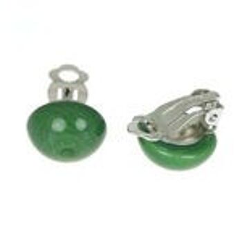 Boucles d'oreilles clip Tagua Green Domes, 14 mm 2