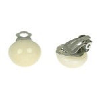 Boucles d'oreilles clip Tagua White Domes, 14 mm 2