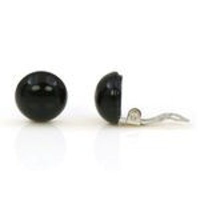 Boucles d'oreilles clip Tagua Black Domes, 14 mm