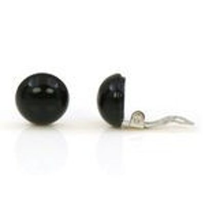 Aretes De Clip De Tagua Black Domes, 14mm