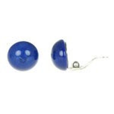 Tagua-Ohrclips mit blauen Kuppeln, 14 mm