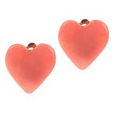 Pink Hearts Tagua Clip-on Earrings, 19 x 19mm