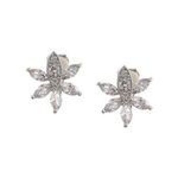 Boucles D'oreilles Clip Plaqué Or Blanc Micro Pave Marquise Cubic Zirconia 1