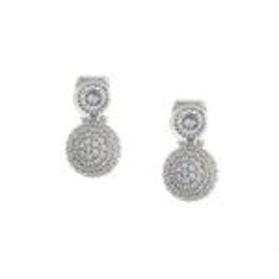 Micro Pave Round CZ Ball Placcato Oro Bianco Clip Su Orecchini