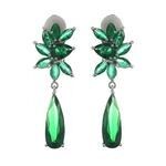 Bridal Green Marquise and Teardrop Cubic Zirconia Drop White Gold Plated Clip On Earrings