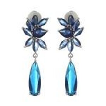 Boucles d'oreilles à clip plaquées or blanc marquise bleue et larme avec oxyde de zirconium 1