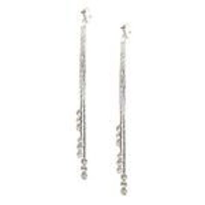 Silver-tone Crystal Tassel Drop Clip On Earrings