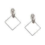Boucles d'oreilles clip en forme de diamant et goutte de cristal