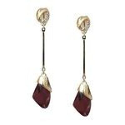 Pendientes de clip con forma de gota en tono dios de cristal de ala de mariposa granate