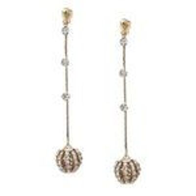 Boucles d'oreilles pendantes à clip et perles de cristal dorées