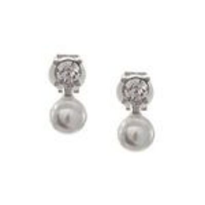 Boucles d'Oreilles Clip Perle et Cristal Simulés