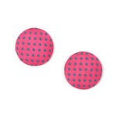 Mit Stoff überzogene Ohrclips mit Knöpfen in Fuchsia Polka Dots