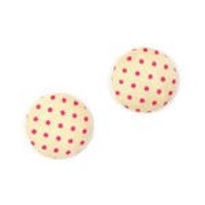 Orecchini a clip con bottone e bottone ricoperti in tessuto a pois in chiffon limone