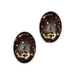Boucles d'oreilles clip forme ovale en verre imprimé thème galaxie noire