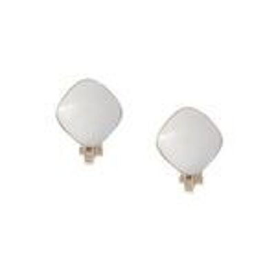 Boucles d'oreilles clip en forme de diamant en émail blanc