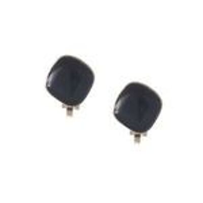 Pendientes de clip en forma de diamante de esmalte negro