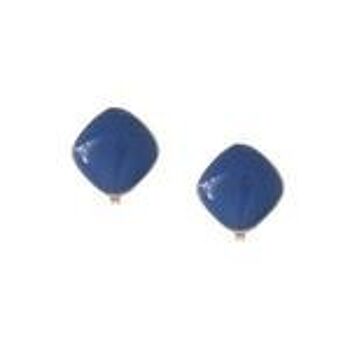 Boucles d'oreilles clip en forme de diamant en émail bleu marine 1