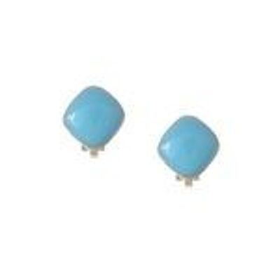 Boucles d'oreilles clip en forme de diamant en émail bleu