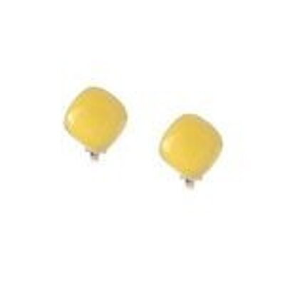 Aretes De Clip En Forma De Diamante De Esmalte Amarillo