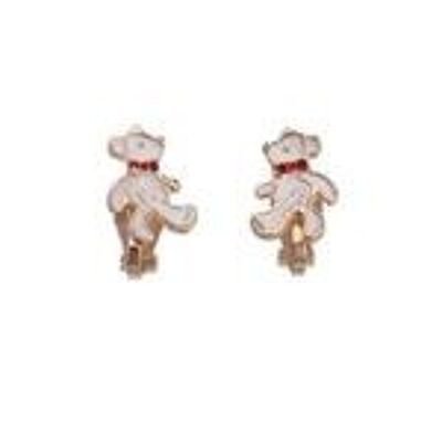 Boucles D'oreilles Clip Ours Blanc