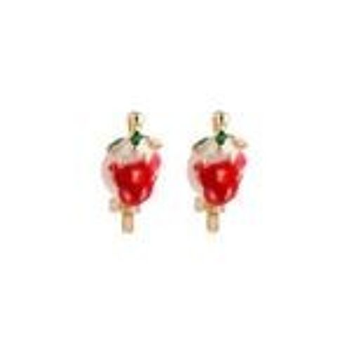 Red Strawberry Clip On Earrings