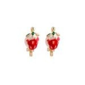 Boucles D'oreilles Clip Fraise Rouge 1