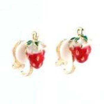 Boucles D'oreilles Clip Fraise Rouge 3