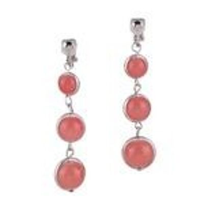 Boucles D'oreilles Clip Pendantes Perles Bonbons Rose Pêche