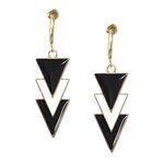Boucles d'oreilles à clip triple triangle en émail noir et blanc