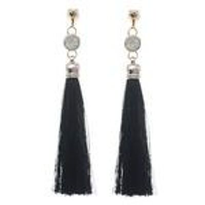 Boucles d'oreilles pendantes à pampille noire avec pendentif en forme d'opale