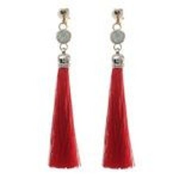 Gland rouge avec boucles d'oreilles à clip opalesque 1