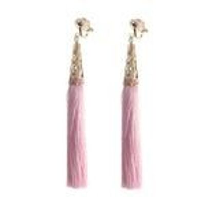Nappa Boho rosa con clip a goccia vintage con tappi dorati sugli orecchini