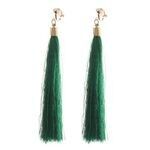 Verde Boho nappa dichiarazione goccia tono oro clip su orecchini