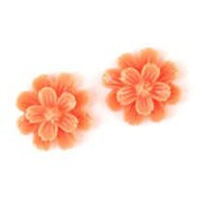 Sandy brown carnation flower clip on earrings