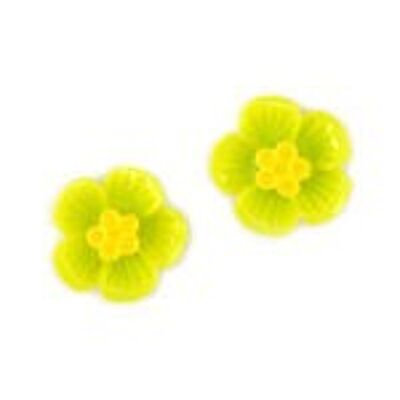 Boucles d'oreilles clips fleur de prunier vert